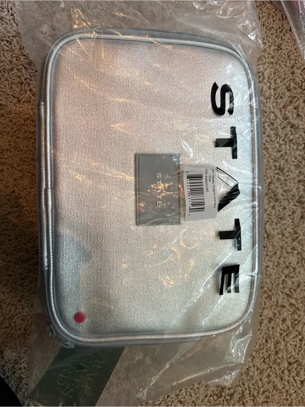 STATE Silver Metallic Rodgers Lunch Box NWT